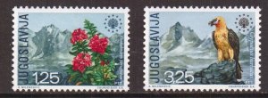 Yugoslavia   #1042-1043  MNH  1974  nature protection 1970 flowers  bird