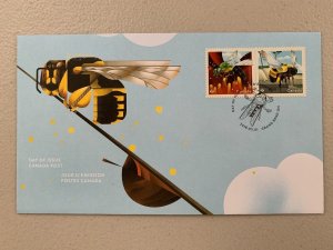 scott 3099 - 3100 FDC - BEES of Canada FDC Insects Bugs Pollinators 2018