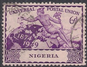 Nigeria 1949 KGV1 6d Purple 75th Anniv UPU Used SG 66 ( J307 )