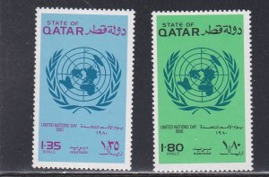 Qatar # 585-586, UN Day, Mint NH, 1/2 Cat.