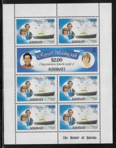 Kiribati 373-378 Diana Wedding set Mini-sheets MNH c.v. $23.55