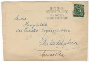 Germany 1947 Cover to United States Stamps Scott 551