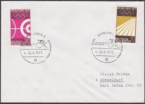 GERMANY 1972 Olympic Games cover special pmk CYCLING.......................A2976