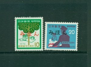 Japan #1143-44 (1973 Postal Code System) VFMNH  MIHON (Specimen) overprint.