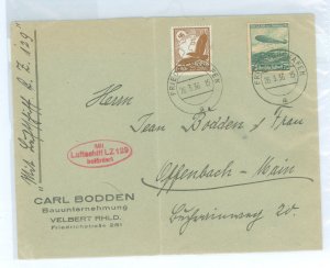 Germany C50/C58 March 26, 1936 cover carried aboard the airship Hindenburg (LZ129) Propoganda flight around Germany dropping p