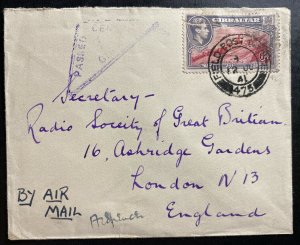 1941 Field Post 475 Gibraltar Airmail Censored Cover To London England