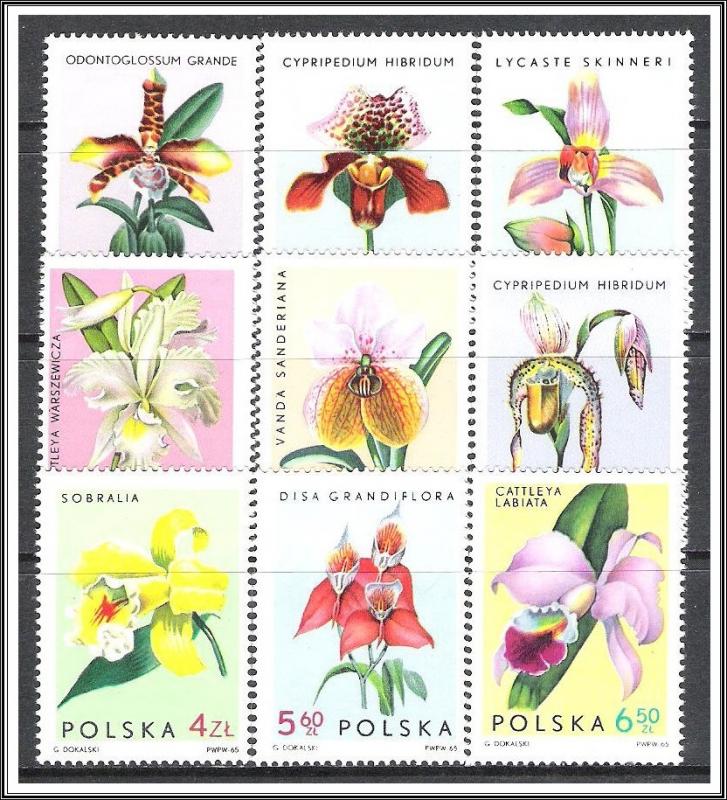 Poland #1346-1354 Flowers Orchids MNH