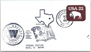 US COVER SPECIAL EVENT POSTMARK CITY OF WOODWAY TEXAS SESQUICENTENIAL 1986 B