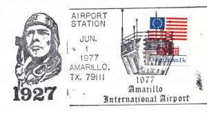 US SPECIAL PICTORIAL POSTMARK COVER LINDBERGH 1927-1977 AMARILLO INT'L AIRPORT