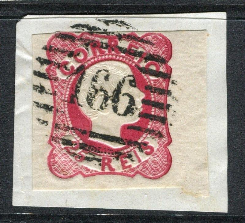 PORTUGAL;  1855 classic Pedro Imperf issue used 25r.(red) value, Postmark