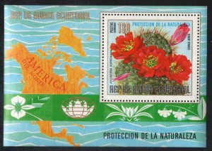 Equatorial Guinea ~ Protect Nature Souvenir Sheet ~N. Amrican Flowers ~ MInt, NH