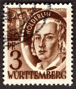 1948, Germany, French Occupation of Wurttemberg 3pf, Used, Sc 8N2