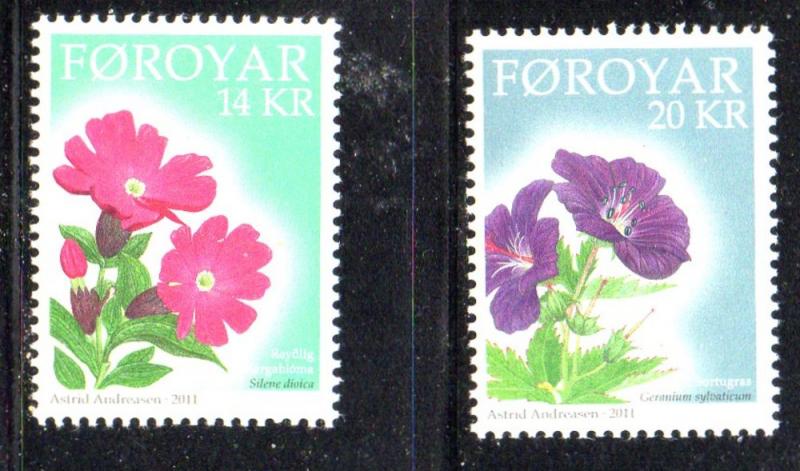 Faroe Islands Sc 562-3 2011 Flowers stamp set mint NH