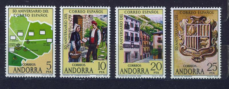 ANDORRA SPANISH 1978 MNH SC.102a/d Spanish postal service 50th