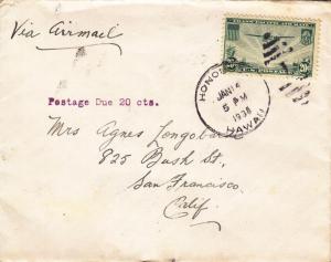 Cover: 1935, Midway Island-San Fran, CA, 20c Postage due (21196)