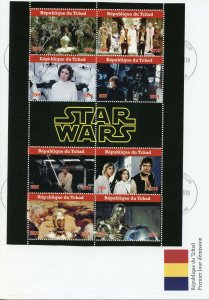Star Wars Stamps Chad 2019 FDC Han Solo Princess Leia Luke Skywalker 8v M/S