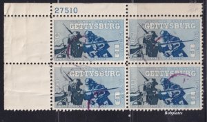 BOBPLATES US #1180 Gettysburg Upper Left Plate Block 27510 Postal Usage *