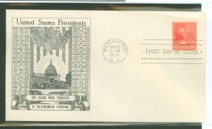 US 827 1938 22c Grover Cleveland (part of the presidential/prexy series) single on an unaddressed first day cover with a Histori