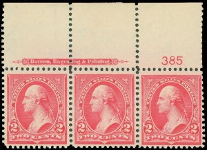 Scott #267 Mint-XF-NH Plate # Strip/3! Full Imprint by Am Banknote Co. Terrific!