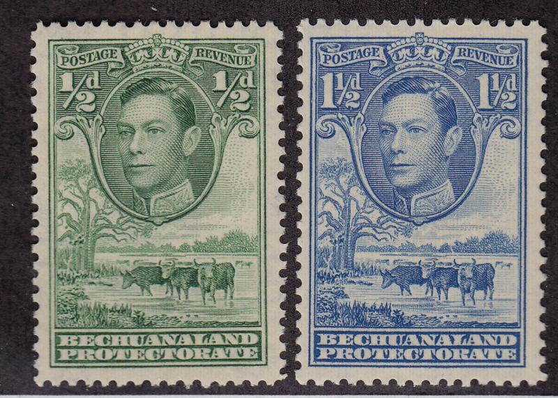 BECHUANALAND Scott # 124 MLH, 126 MNH King George VI (2 Stamps) -3