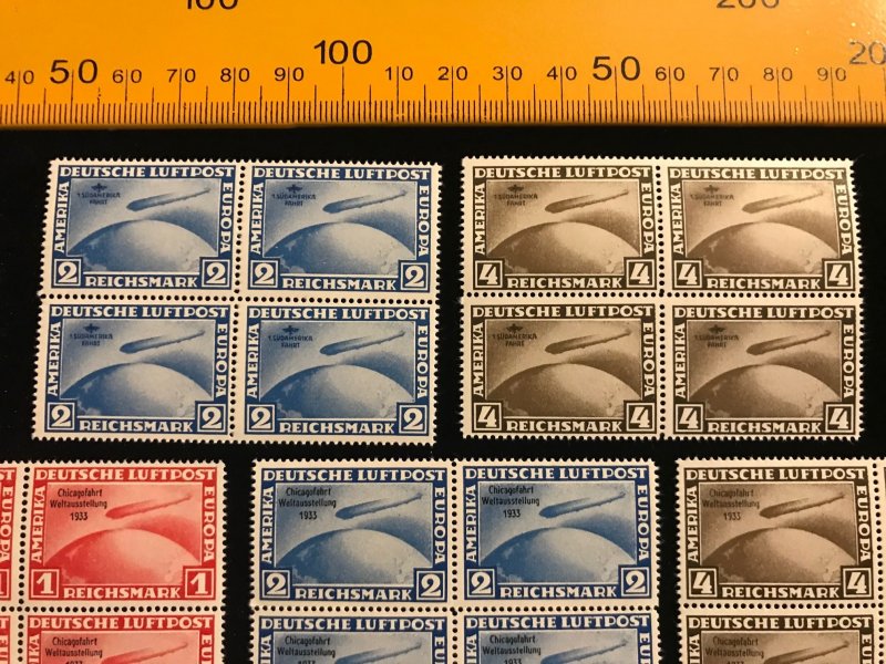 Reprints, Germany C38 to C45, MNH, Blocks of 4