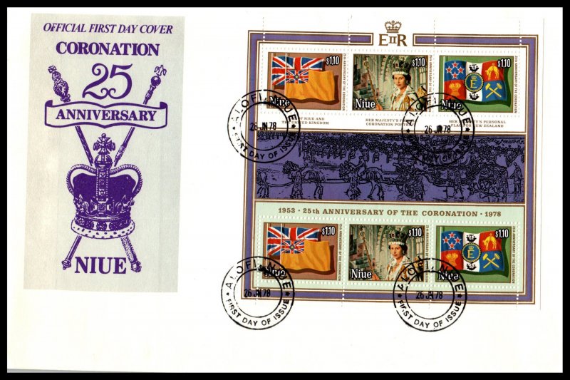 Niue 221 Queen Elizabeth II Souvenir Sheet U/A FDC