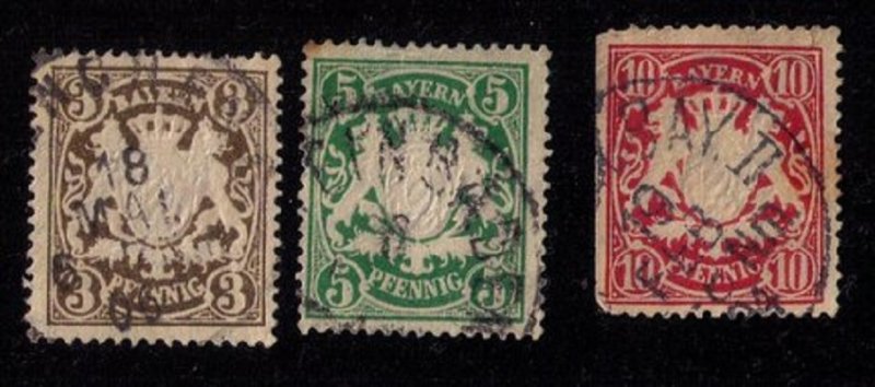 BAVARIA-Bayern-Scott #59-63 INCOMPLETE SET Of 3 USED Early German States F-V