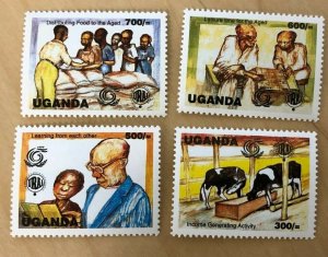 Uganda 1999 - YEAR OF ELDERLY - Set of 4 Stamps (Scott #1599-02) - MNH