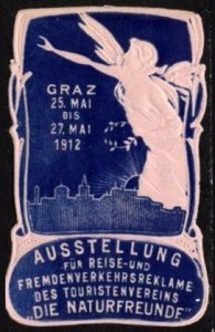 1912 Austria Poster Stamp Travel And Tourist Advertising Exhibition Graz