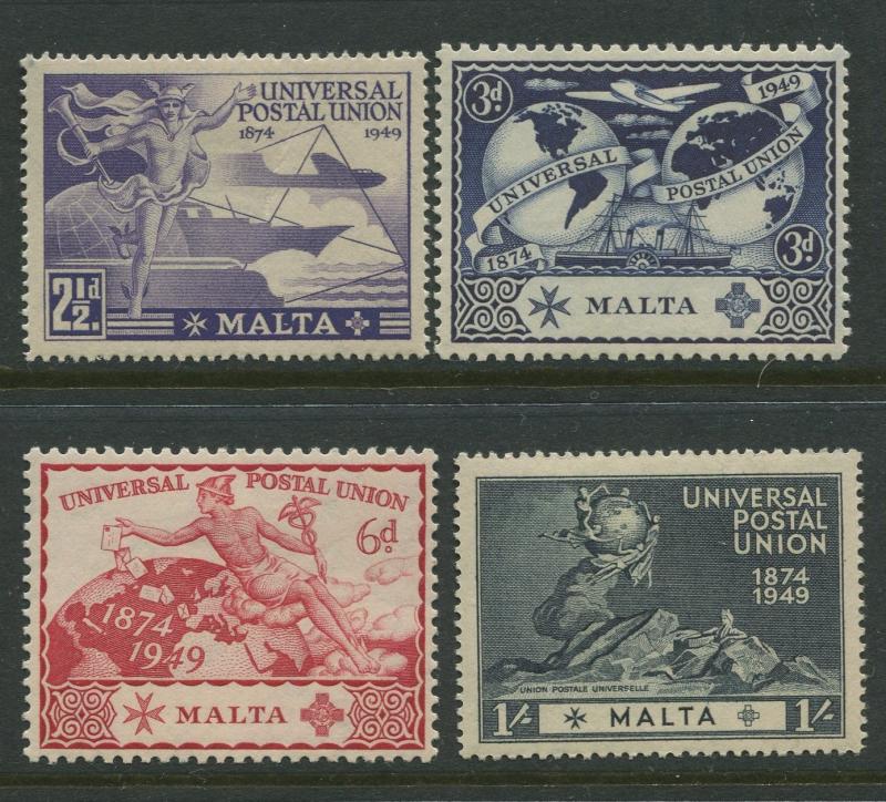 Malta - Scott 225-28 - UPU Issue  -1949 - MLH - Set of 4 Stamp