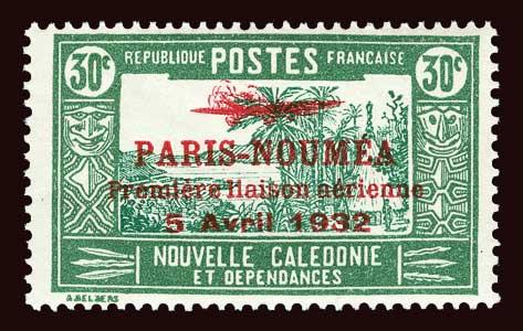 NEW CALEDONIA Scott #190 1933 Paris-Noumea overprint OG H