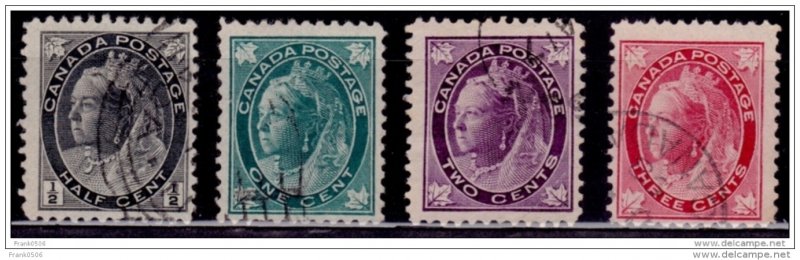 Canada, 1897-98, Queen Victoria, Maple Leaf, Scott# 66-69, used