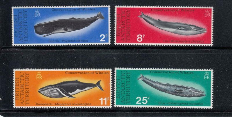 BRITISH ANTARCTIC TERRITORY # 64-67 VF-MNH HUMBACK WHALES CAT VALUE $30.25