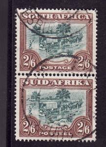 D2-South Africa-Sc#63-used pair-2sh6p brn & brt grn-5 perfs 