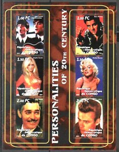 Congo Dem., 2001 Cinderella. Elvis, Beatles and Cinema Stars sheet.