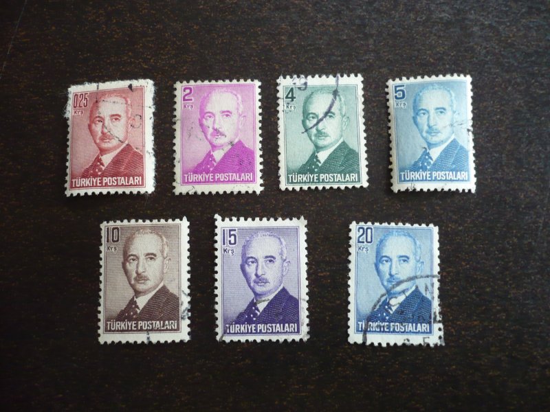 Stamps - Turkey - Scott#963,965,967-969,971,972- Used Part Set of 7 Stamps