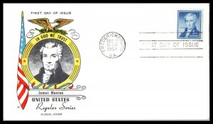 1954 James Monroe 5c Sc 1038 sheet stamp FDC with premium Fluegel cachet (J09