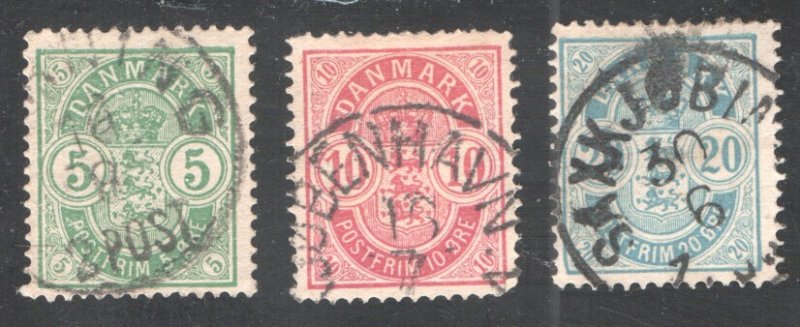 Denmark #38-40  Used, VF,  CV $11.00  ... 1671157/11