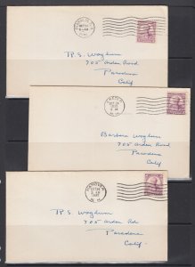 US Sc 725 FDC. 1932 3c Daniel Webster, all 3 official NH cities, no cachets