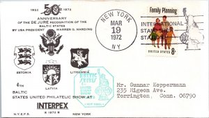 US SPECIAL EVENT CACHETED COVER 50th ANNIVERSARY RECOGNITION BALTIC STATES 1972