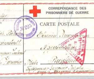 AUSTRIA WW1 Cover RED CROSS POW MAIL Bohemia Theresienstadt RUSSIA 1916 RC131