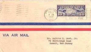 United States Illinois Springfield 1927 machine  10c Map Airmail  No back flap.