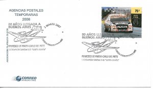 ARGENTINA 2006 80 YEARS OF ARRIVAL F. PINEDO DEL PRETE  AVIATION COVER POSTMARKS