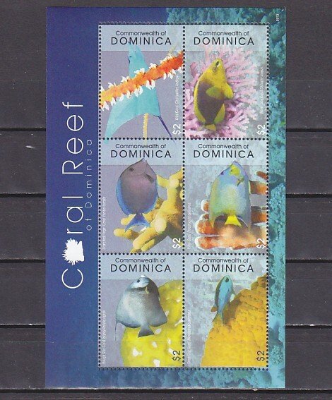 Dominica, Scott cat. 2694 a-f. Coral Reef Fish sheet of 6.