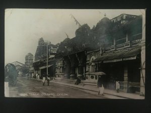 1943 Ceylon RPPC postcard Cover to England Censored Hindu Temple View Colombo