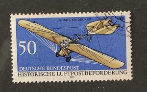 Germany 1991 Scott 1639 used - 50pf, Historic aircrafts,  Grade Eindecker 1909