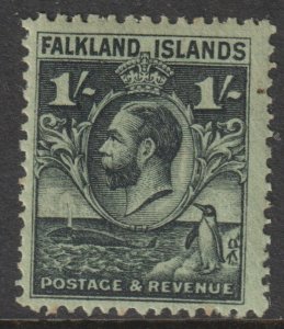 Falkland Islands Scott 60 - SG122, 1929 Whale & Penguin 1/- MH*