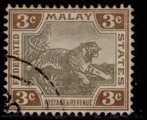 MALAYSIA - Federated Malay EDVII SG32a, 3c grey-brown & brown, FINE USED.