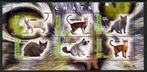 CONGO B. - 2013 - Domestic Cats #2 - Perf 6v Sheet - Mint Never Hinged