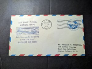 1930 USA Airmail USS Akron Zeppelin Cover Akron OH to Staten Island NY